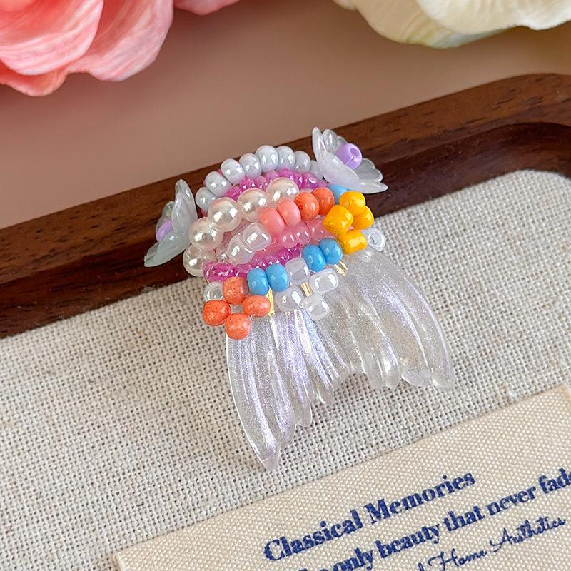 Beaded Floral Shoe Clips Colorful Flower 3D Tassel Shoe Diy Decorations For Woman Korean Jelly Shoes Accessories