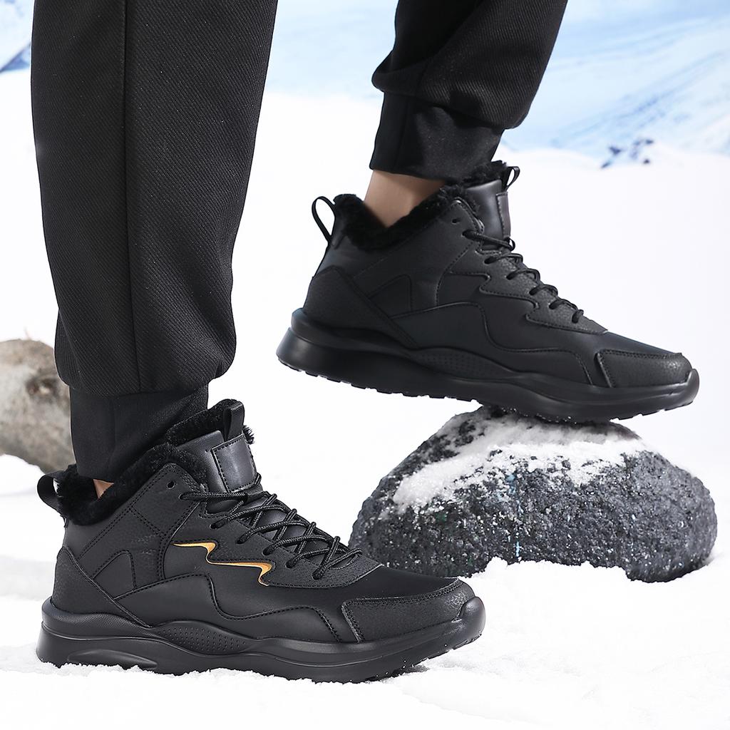 TUINANLE Men Platform Sneakers Mens Winter Plush Snow Shoes