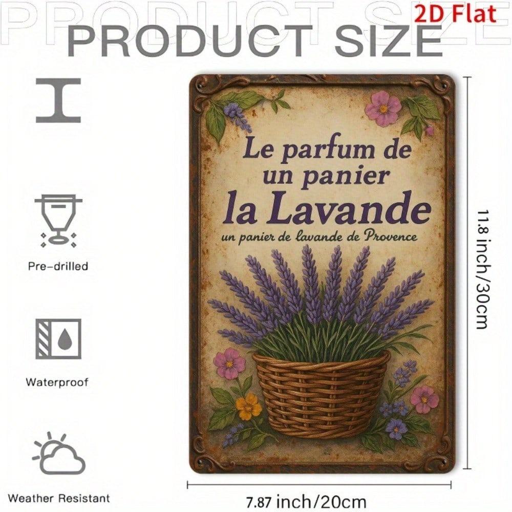 Vintage Lavender Basket Metal Wall Poster Home Living Room Decor
