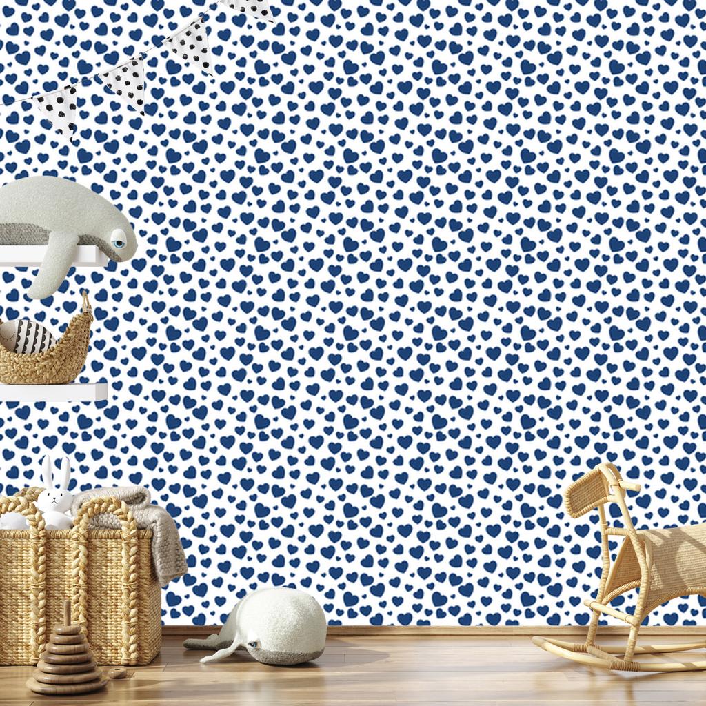 Heart Wallpaper Blue, White, Light Gray and Azure 50x1000