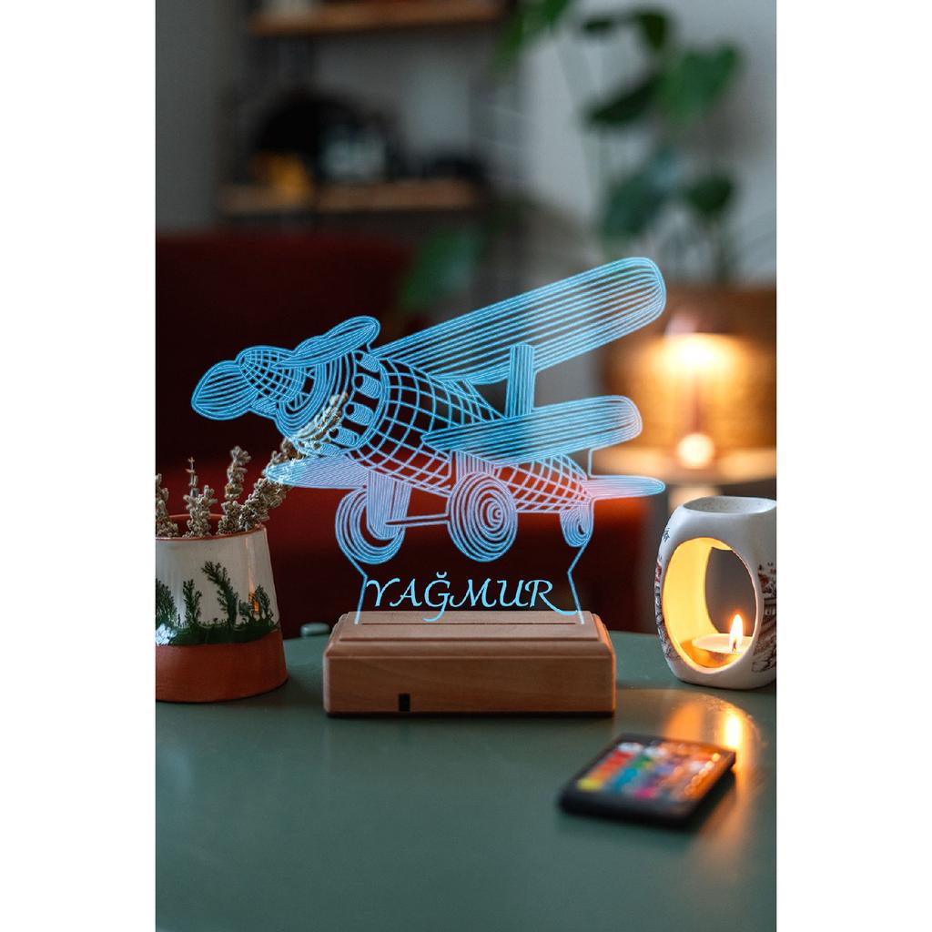 Gift 3d Propeller Plane 16 Colors Decorative Led Lamp