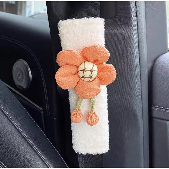 1 bucă stil flori moi de pluș husă centură de siguranță curea de umăr pernă ham pernă artificială miel auto centură de siguranță umăr
