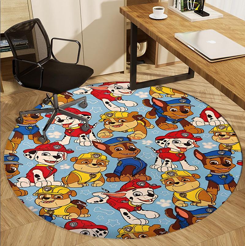 PAW Patrol Pattern Round Rug, Indoor/Outdoor Mat, for Picnic, Gameroom, Bedroom, Office, Living Room, Home Decor Carpet, Birthday Gift
