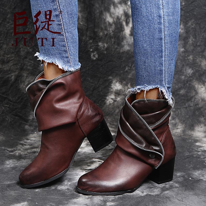 

Juti spot wish Amazon independent station European and American foreign trade 35-43 large size women s shoes thick heel women s fashion shoes 43 темно-коричневого