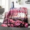 Paris In Bloom With Cherry Blossoms And The Eiffel Tower At Sunset Lightweight Personalized Blanket Personalized Name Comfortable Texture Perfect For