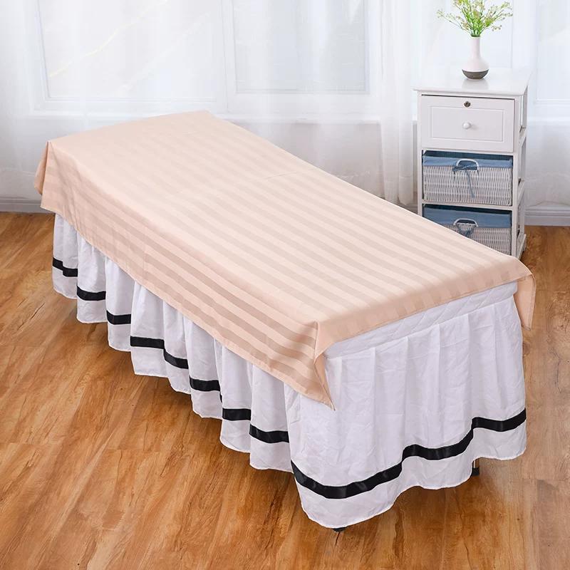 Silky Cotton Washable Wrinkle Resistant White Beauty Bed Sheet Beauty Salon Specific Single Piece Massage Bed Towel with Holes Easy To Dry Bedding