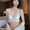 Ultra-thin Triangle Cup Underwear Women's Summer Thin Breathable Small Chest Without Steel Ring French Sexy Pure Lace Bra Cover