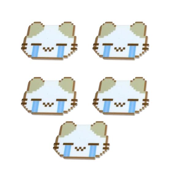 

5Pcs Girl Hairpins Pixel Cat Funny Expression Design Non-Slip Clips Broken B