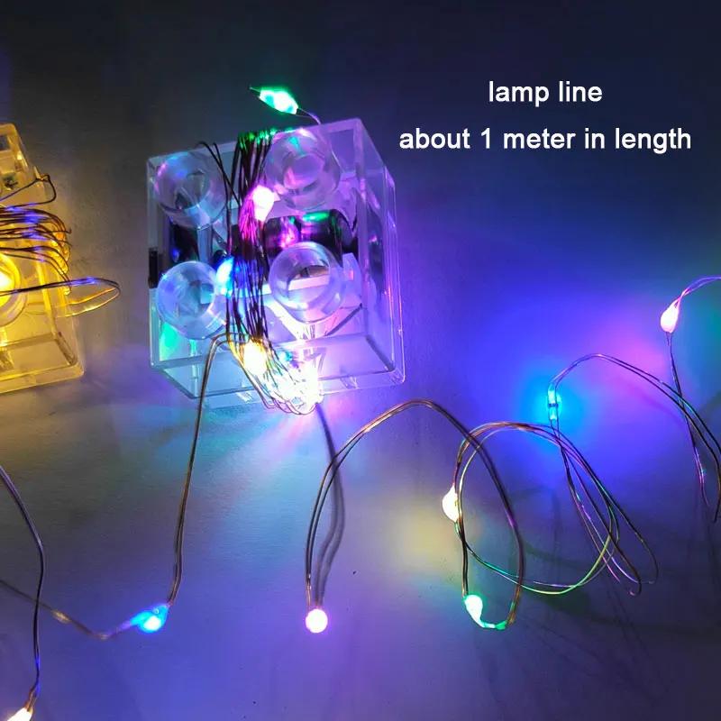 Luminous Block Brick with Lamp Line DIY Building Blocks Scene Lighting Decoration Compatible with Lego Bricks Toys for Children