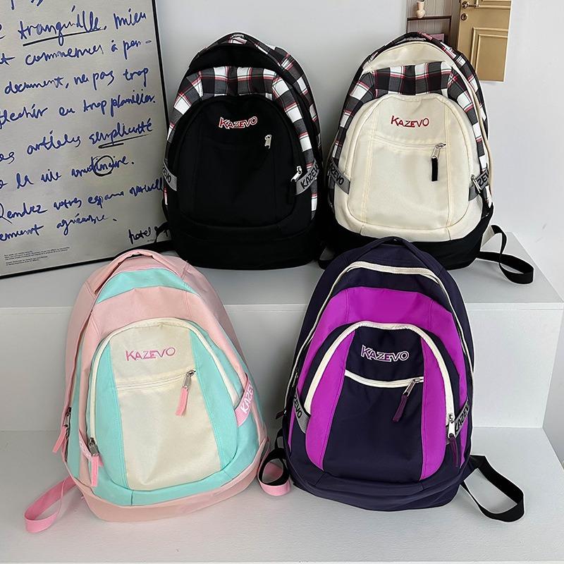 New casual simple contrasting color college student schoolbag large capacity travel backpack