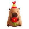 Happy Capybara Birthday Plush Toy Doll Pillow Milk Tea Cake Decoration Flower