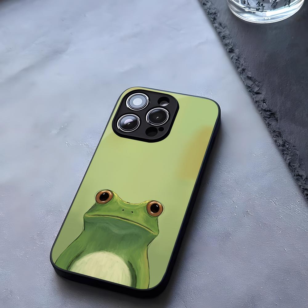 Cartoon Cute Frog Phone Case Tempered Glass For IPhone 17 13 14 16 12 15 11 Pro Max Plus Mini X XR SE2020 Coque