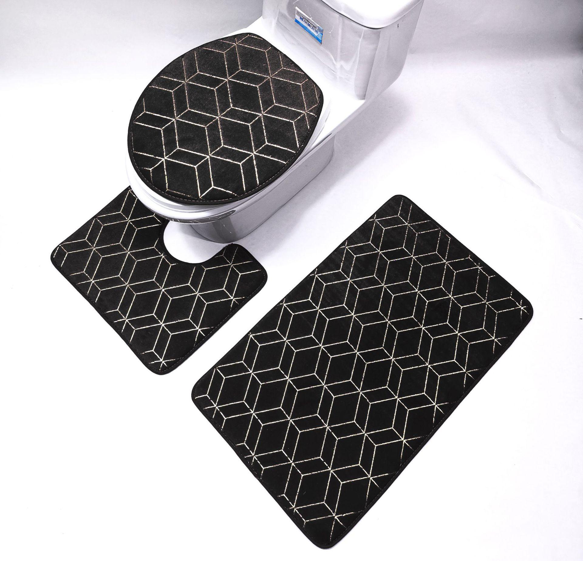 Ковры с золотым принтом для спальни, Машинная стирка, Ковер с геометрическим принтом и ковры для дома, гостиной, ванной комнаты, туалета, Набор ковриков