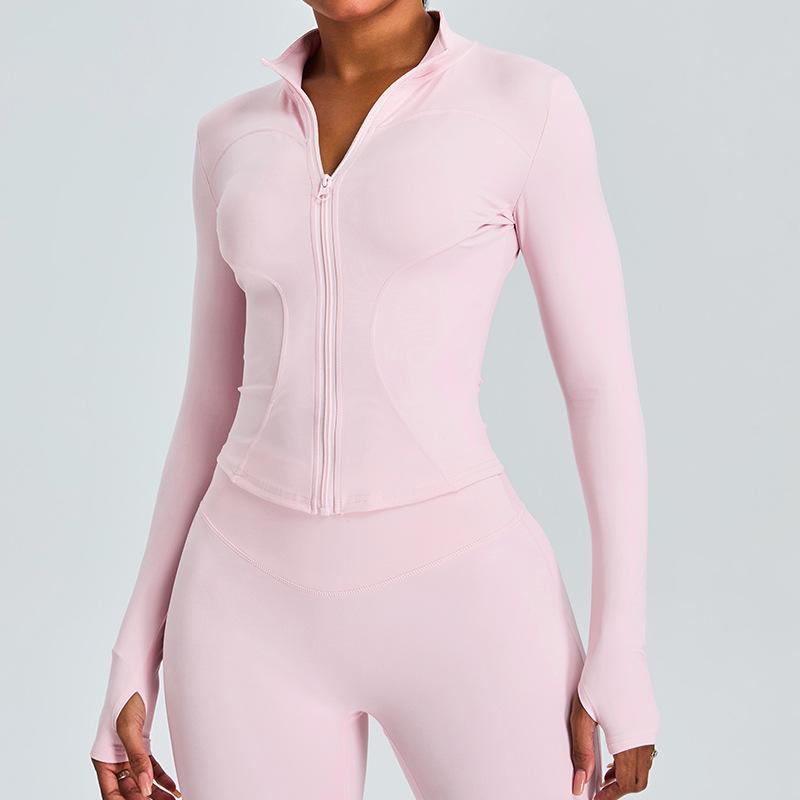 Naked Slimming Yoga Jacket For Women, Autumn And Winter Stand Up Collar Long Sleeved Zipper Cardigan, Slimming Sports And Fitness Clothing Top