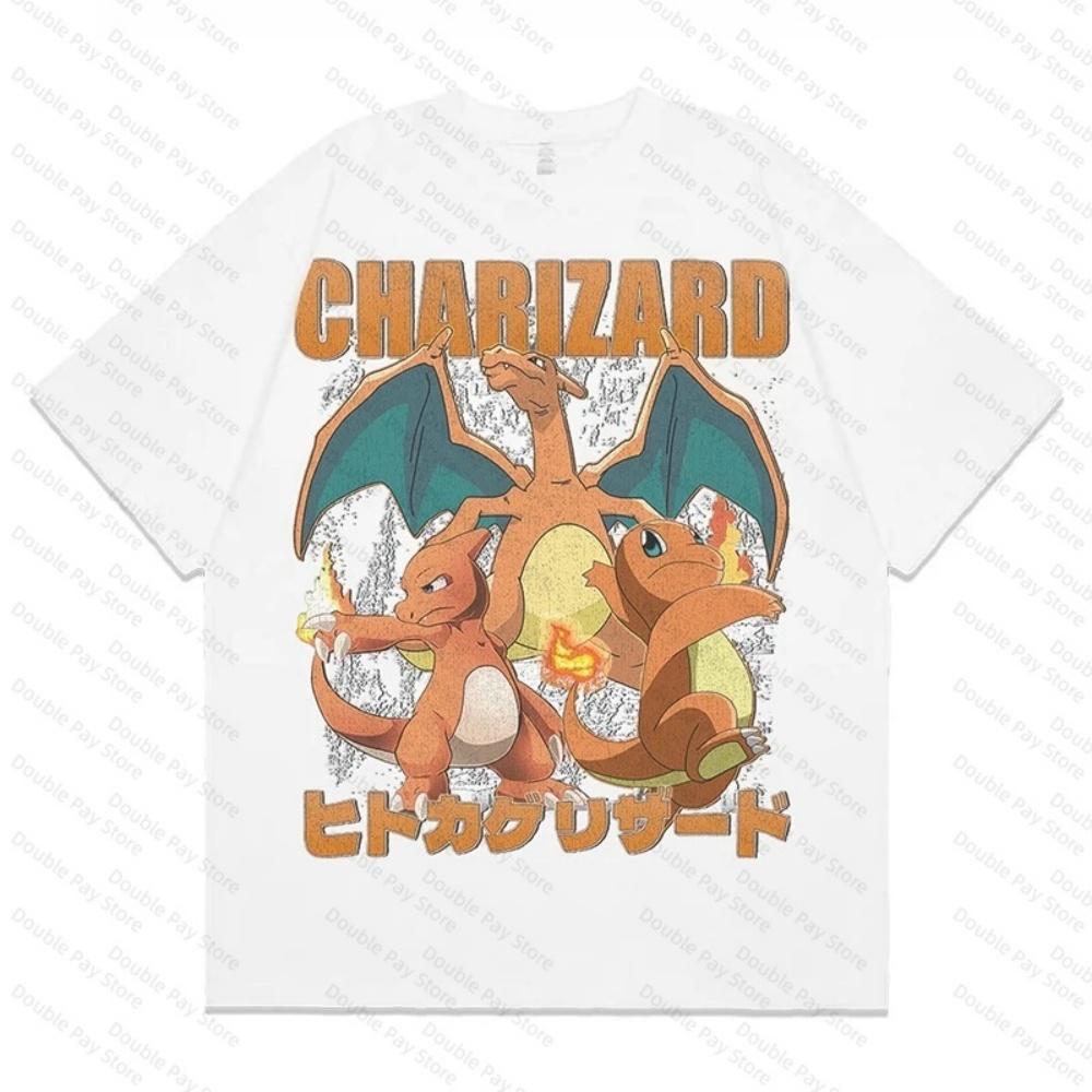 

Anime Pokemon T Shirt Unisex Vintage Kanto Starter Graphic Tees Casual Women Short Sleeve T Shirts Harajuku Streetwear Kids Tops S