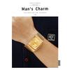WWOOR Luxury Gold Watch Men Square Quartz Slim Steel Mesh Waterproof Sports Automatic Date Wrist Watches Relogio Masculino