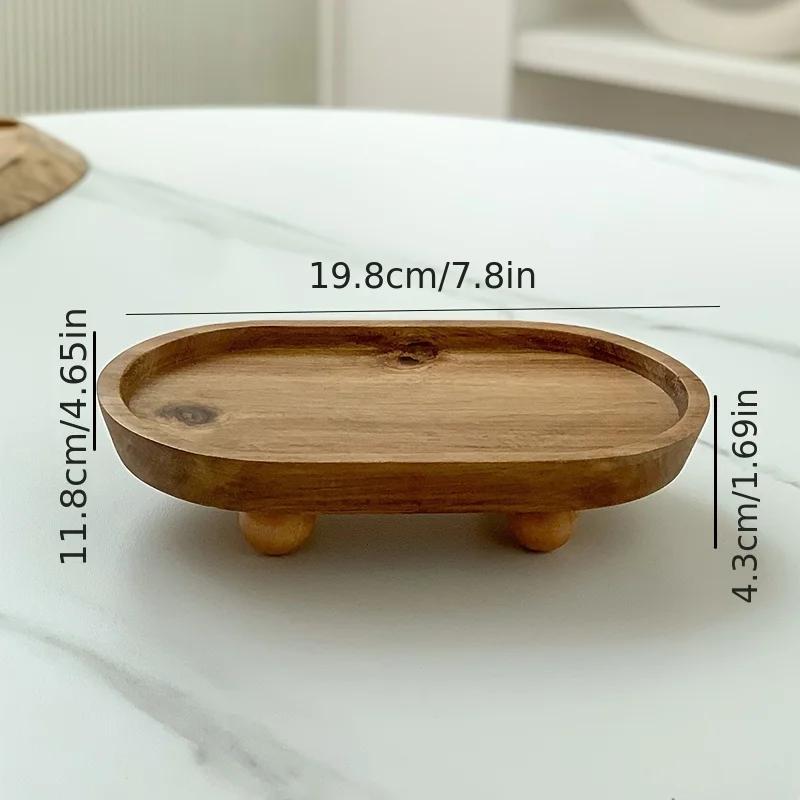 1pc multi-functional wooden tray, suitable for aromatherapy, key storage, etc. - Elliptical design