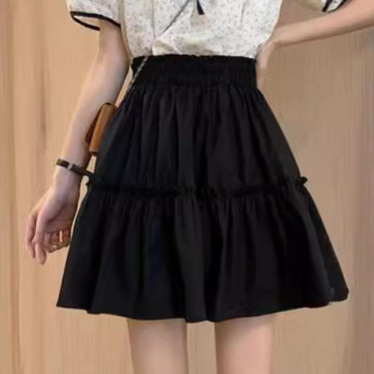 Spring Autumn Skirts for Petite Women High-waisted A-line Short Skirt Pleated Skirt Umbrella Skirt Women's Casual All-match Versatile Skirts