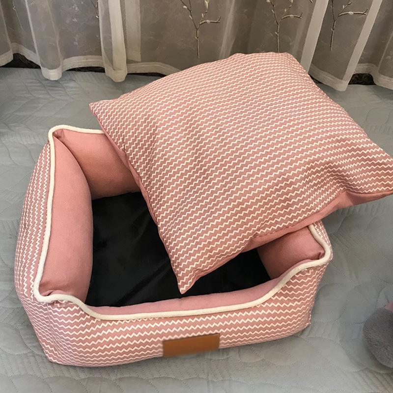 Square Doghouse New Product Detachable and Washable Cat Nest Pet Nest Cushion Summer Breathable Cotton Linen Pet Cushion