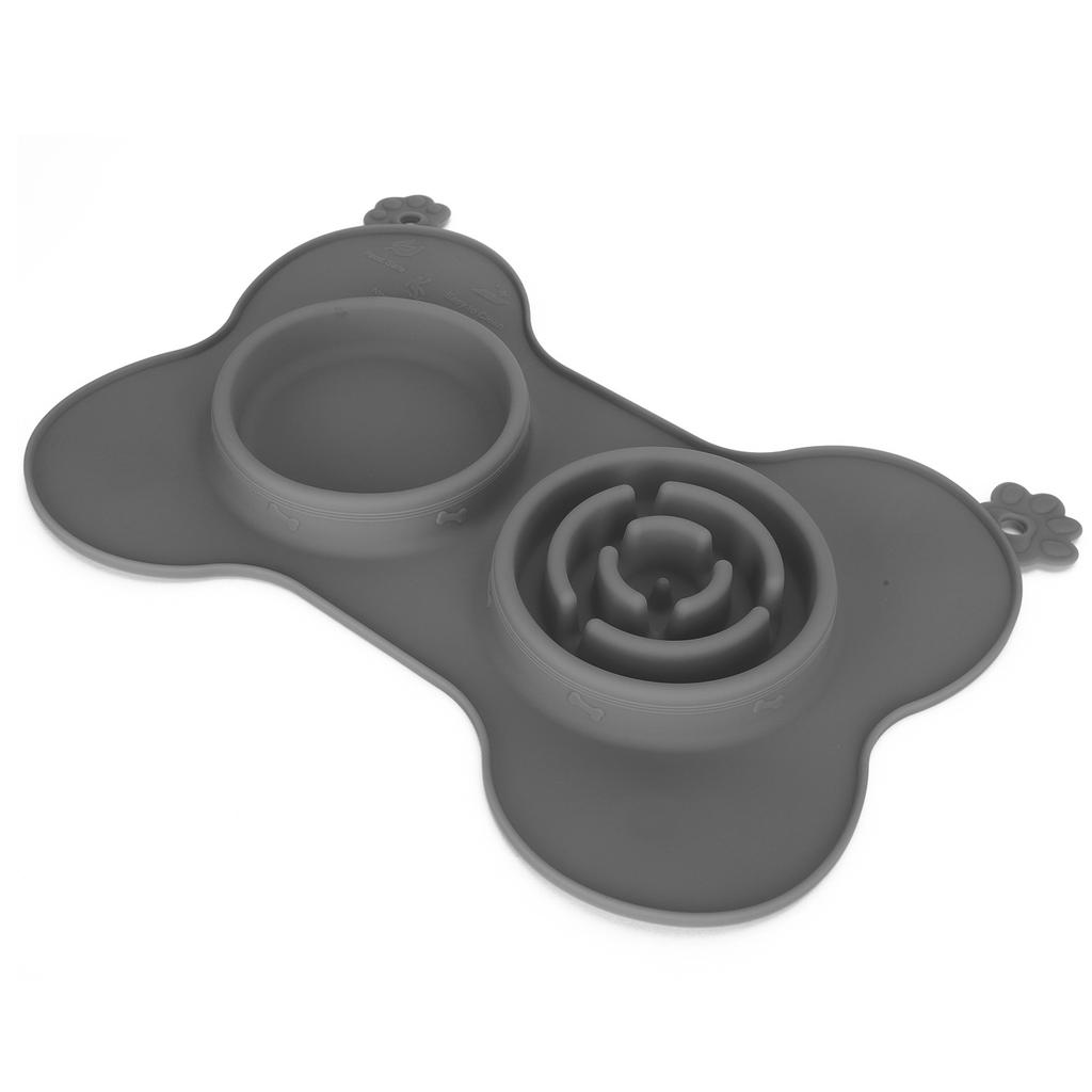 Portable Pet Dog Feeding Bowls Silicone Puppy Cat Eating Feeder Dish Bowl Pet SuppliesGrey