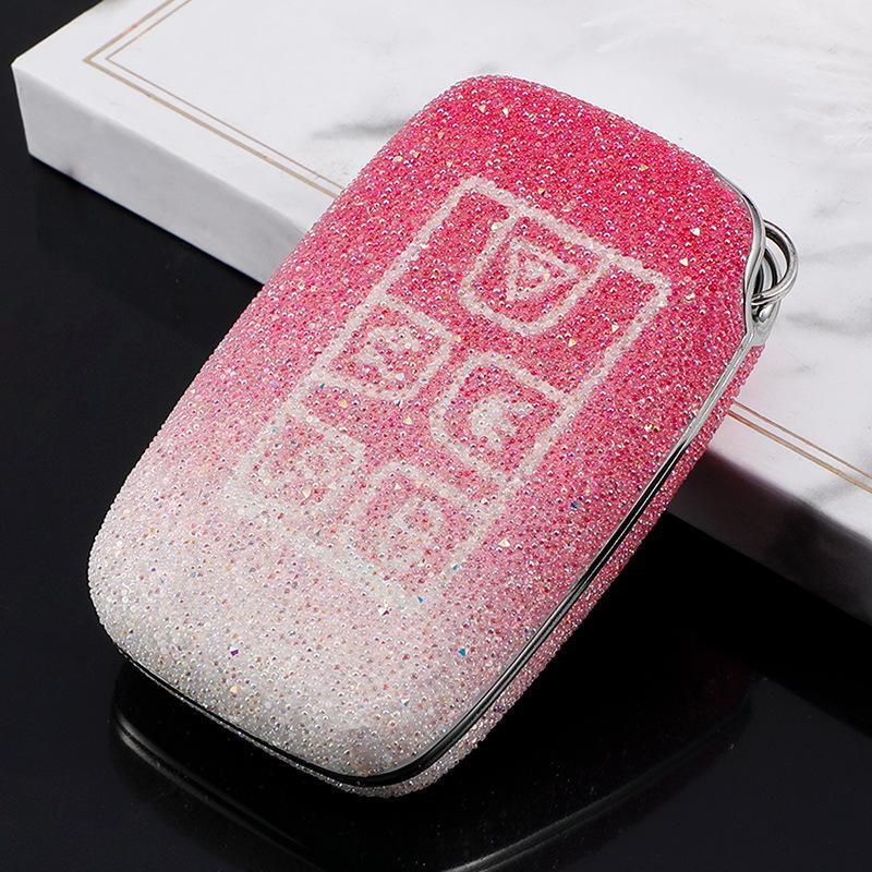 Range Rover & Jaguar Car Key Case with Diamond-Studded Buckle for Evoque, Velar, Discovery, Freelander, XFL, XEL