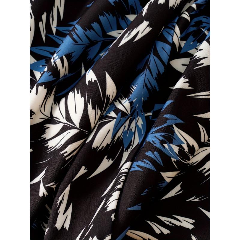 Women's High Waist A Line Midi Skirt with Tropical Floral Print Vacation Skirt Summer Casual Skirt for Women Elastic Waist