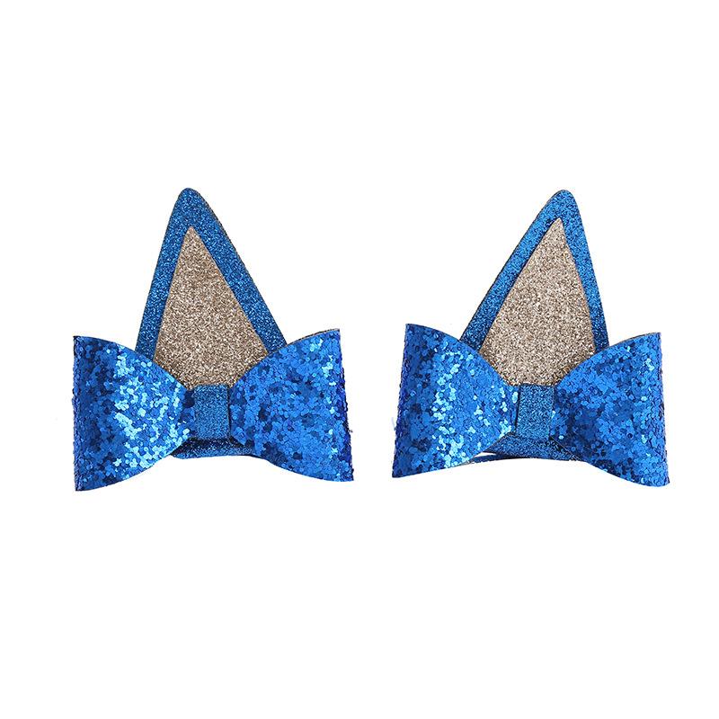 1 Pair children hairpin new beautiful shiny cat ear bow festival princess party headwear girls children hair accessories