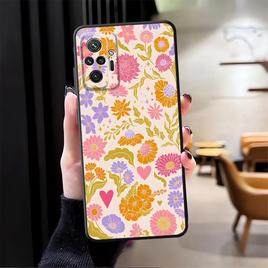 Case for Xiaomi Redmi Note 14 K80 10 12 11 13 Pro Plus A1 12C 13C A4 A5 A3 9 8 7 14C Phone Cover A2 K40 A1 Cartoon Flower Art