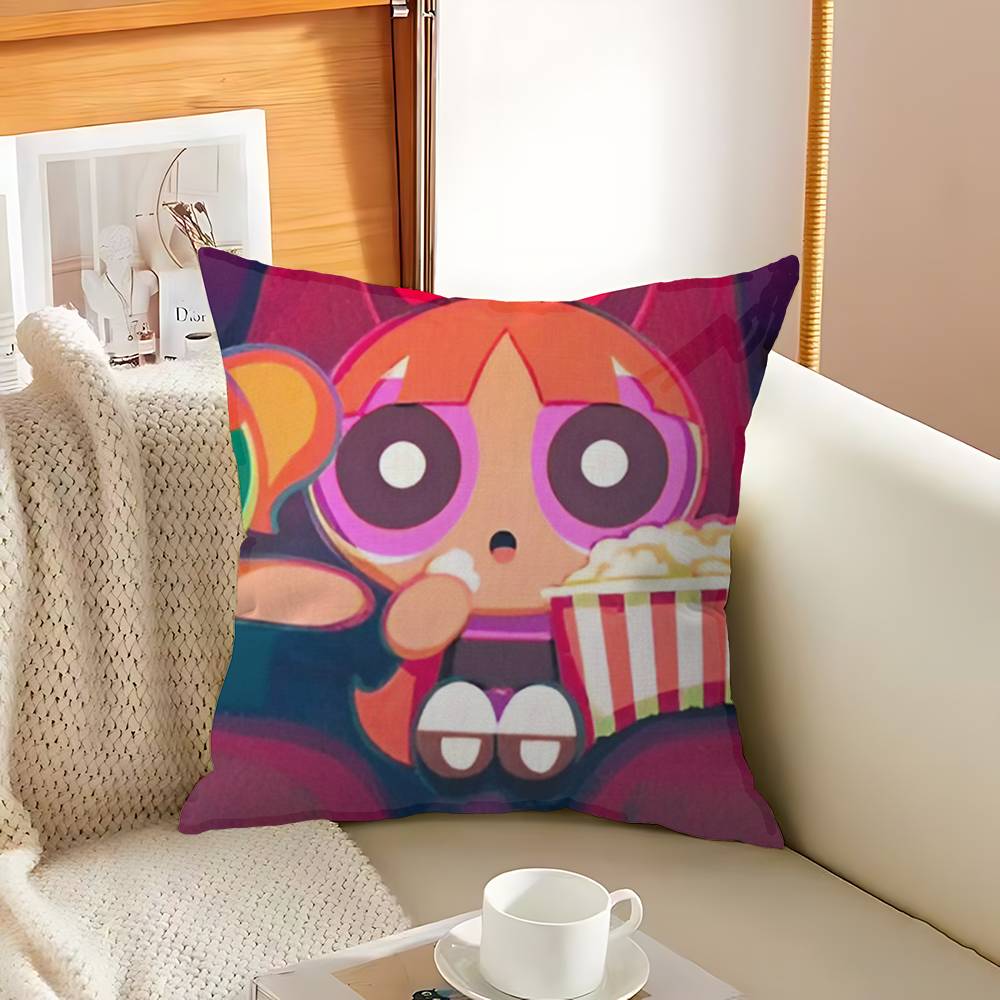 Cute Powerpuffs-Girls Classic Anime Cushion Cover Inches Farmhouse Decor Home Throw Pillow Covers For Couch Decorations