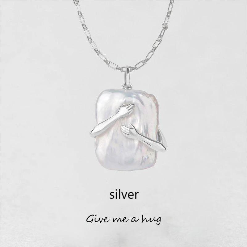 

Мужская и женская мода Квадратные руки плотно обхватывают ожерелье с подвеской серебряный