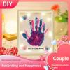 Diy Couple Hand Paint Shadow Box Frame Wooden Handprint Photo Frame 12-Color Paint Set Display Gifts