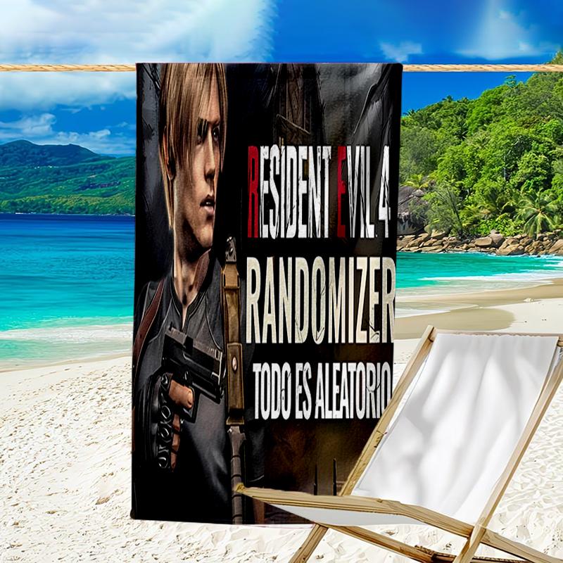 proof beach towel with a Resident Evil Leon S. Kennedy2 pattern - soft,absorbent,quick-drying,machine washable - perfect for swimming,camping,bathing