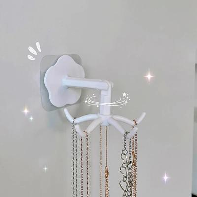 Organisateur de Bijoux Présentoir à Colliers Porte-Bagues Porte-Accessoires pour Cheveux Rangement Suspendu pour Boucles d'Oreilles Accessoires Crochet en Plastique Autocollant Mural