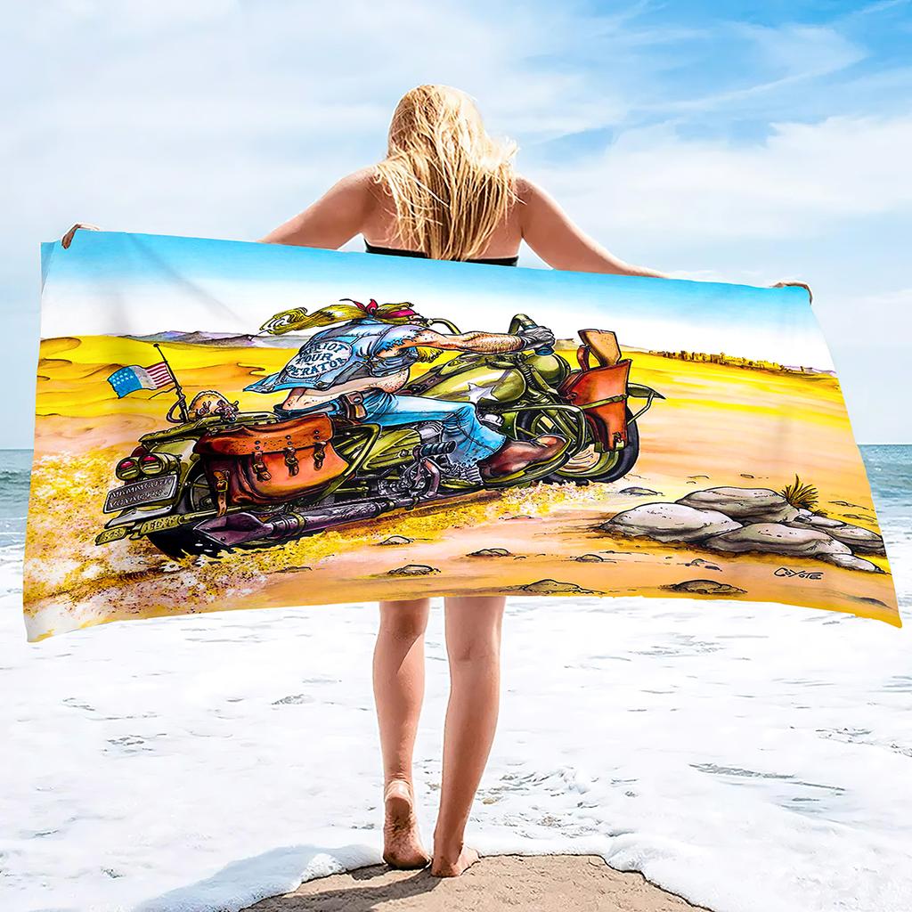 Quick Dry Beach Towels Motorcycle Vehicle Sand Free Ultra Cozy and Bath Towels Water Absorbent Oversize Beach Towel for Boys Men