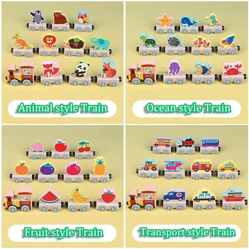 Kids Magnetic Wooden Train Learning Numbers Color Train Set Puzzle Toys for Boys Girls Birthday Xmas Gift