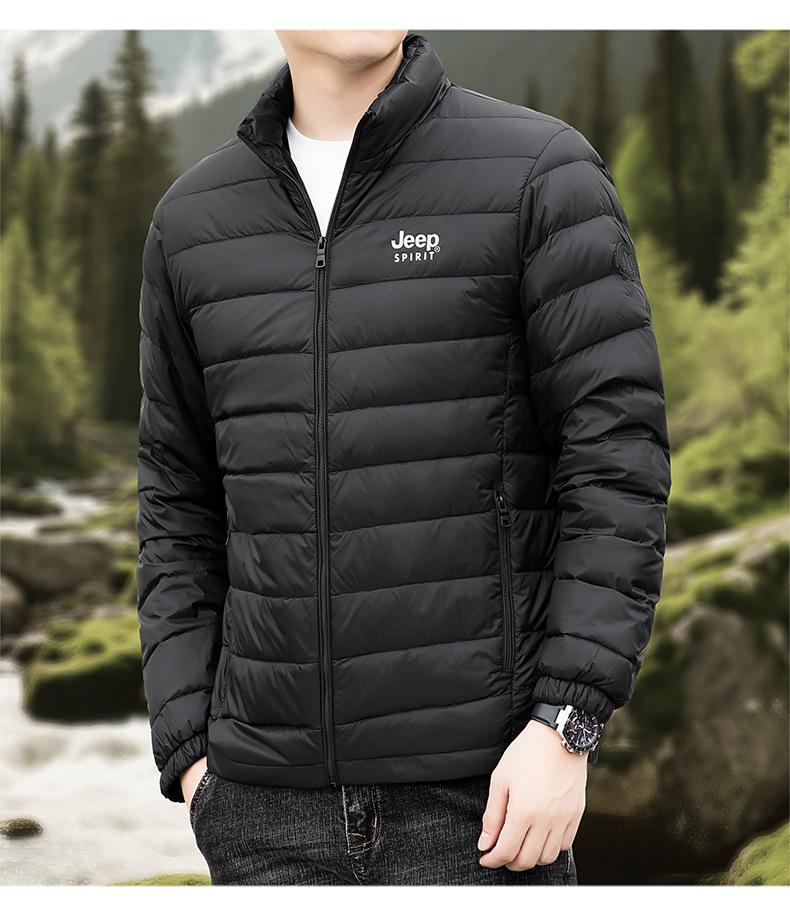Jeep Men's 90% Duck Down Jacket - Stand Collar, Short, Warm Outerwear for Autumn & Winter