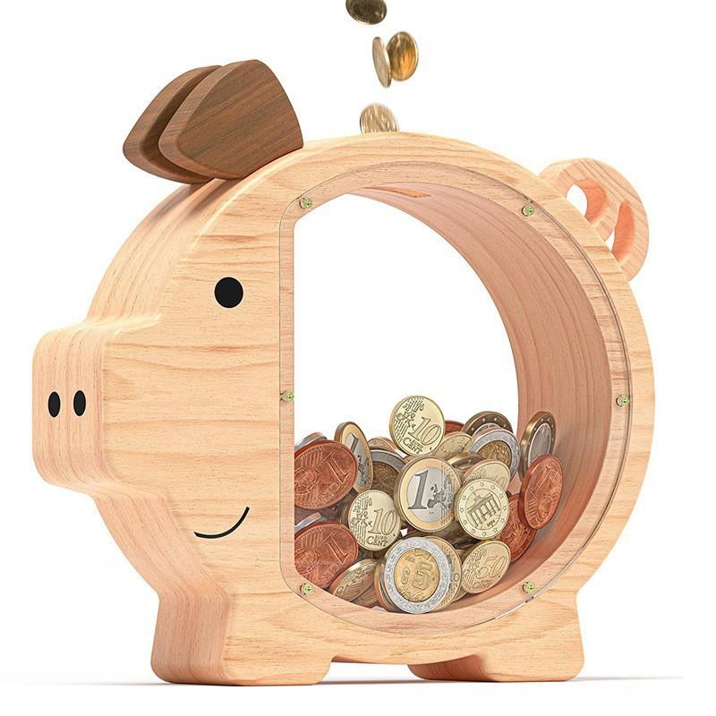 Solid Wood Storage Tank - Creative Little Pig Savings Jar - Coin Tabletop Ornament - Festival Gift - Family Decoration Item