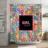 Girl Power Duschvorhang Rosa Und Blaue Blumen Design Für Badezimmer Dekoration