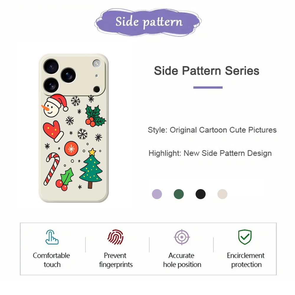 For iPhone 17 Pro Max Case Christmas Snowman and Tree Pattern Printing Straight Edge TPU Phone Back Cover