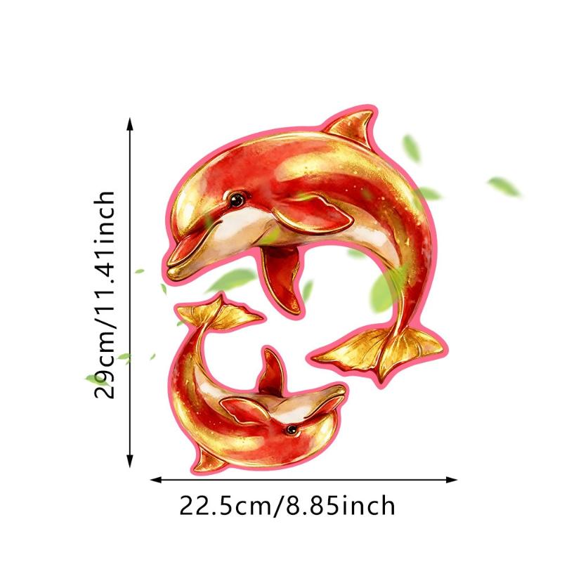 1/2 Sheets Luminous Dolphin Toilet Sticker Self-Adhesive Pvc Bathroom Decoration Wall Decal Home Decor Sticker A2