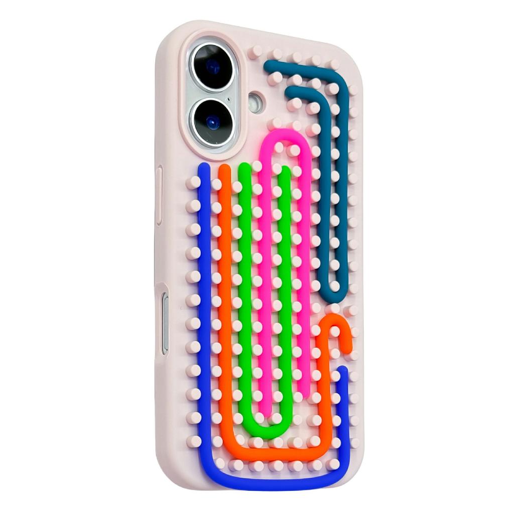 Für iPhone 16 Hülle 3D Stressabbau DIY Bunte Leiste Silikon+PC Handyhülle Punkte Design