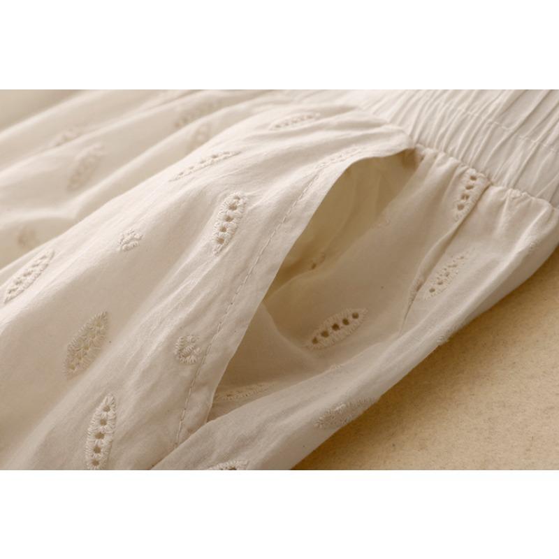 DIMANAF Summer Plus Size Women High Waist Basic Elastic Pants Loose Casual Trousers Cotton Wide Leg Pants