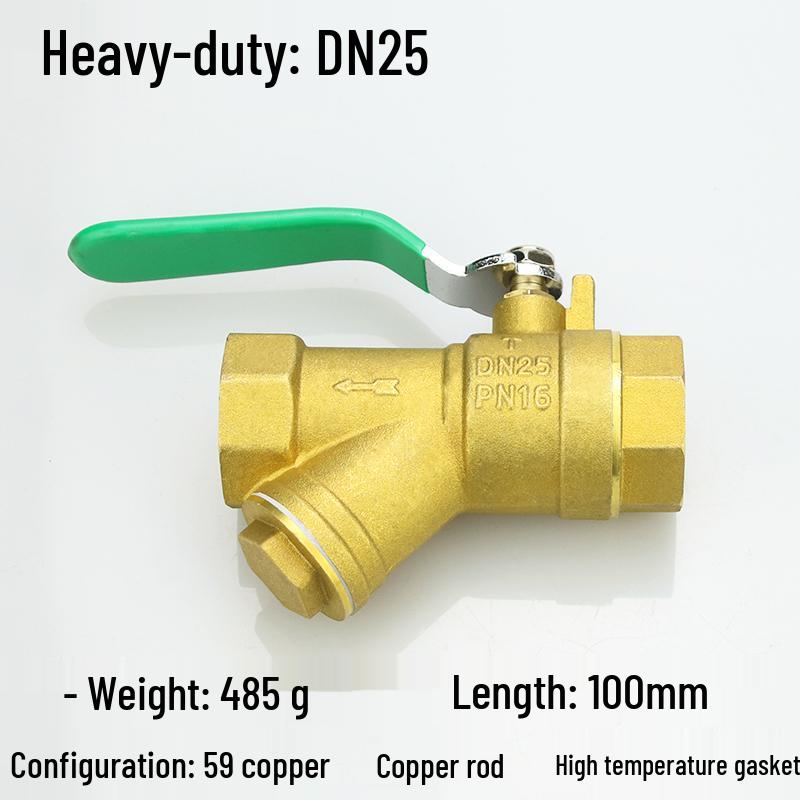 59 Messing Y-Typ Filter Kugelhahn Verteiler für Klimatisierung & Heizung, Vollkupfer, Verdickt, mit DN15, 20, 25, 32, 50.