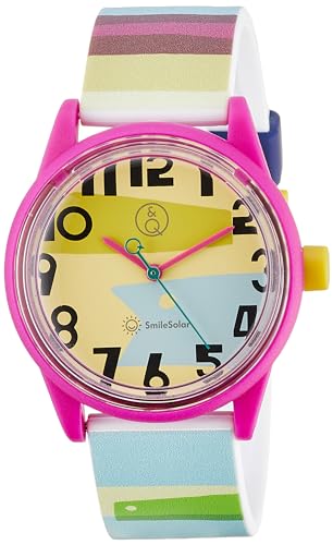 

Q&Q SmileSolar (Q&Q Smile Solar) Collaboration Model with Textile Designer Masaru Suzuki: Snake Border Solar Watch, Analog, Waterproof, Urethane Strap