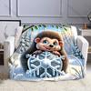 1PC Winter Scene with Snowflakes Pattern Blanket Flannel Material Soft Warm for All Seasons, Home Outdoor Camping Picnics RV