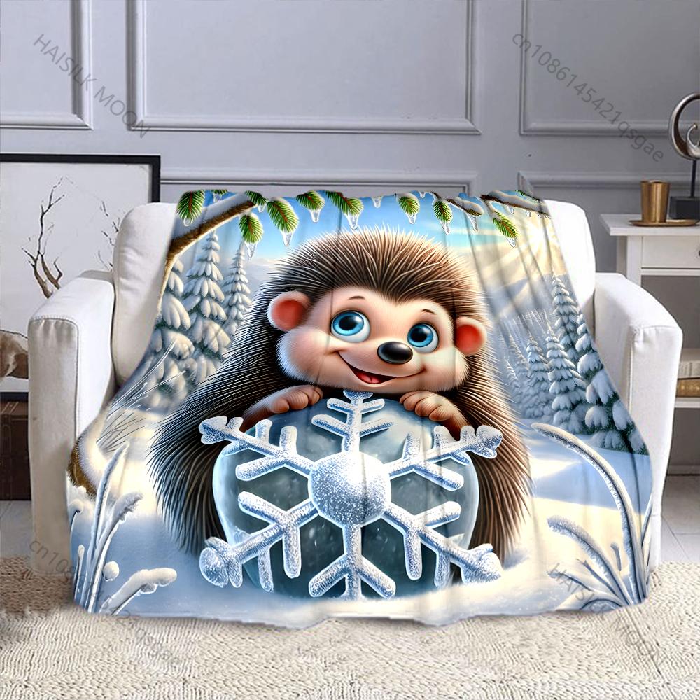 1PC Winter Scene with Snowflakes Pattern Blanket Flannel Material Soft Warm for All Seasons, Home Outdoor Camping Picnics RV