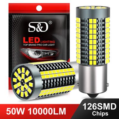 2 Stück superhelle 50 W 1156 BA15S P21W BAU15S PY21W 7440 W21W P21/5 W 1157 BAY15D T20 7443 W21/5 W LED-Lampen 126 smd Auto-Lampe Rückwärts-Blinker