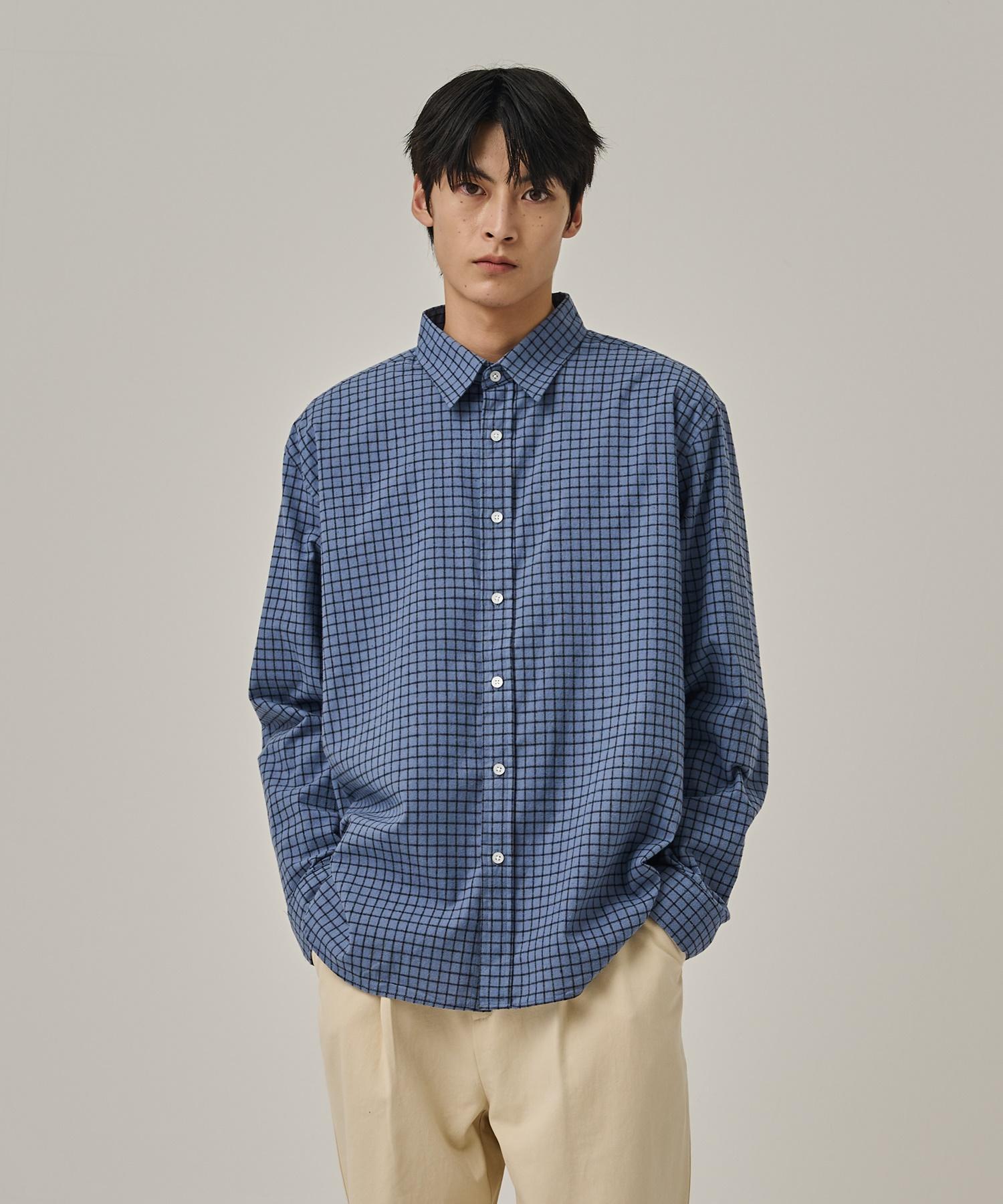 Analog Mood Plaid Check Shirt (Blue) Free