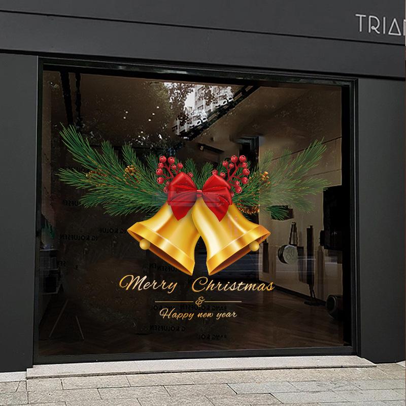 Decoraciones de Navidad Estáticas Puertas de Cristal Escaparates Escena Atmósfera Arreglo Campanas Decoraciones de Ventana Pegatinas