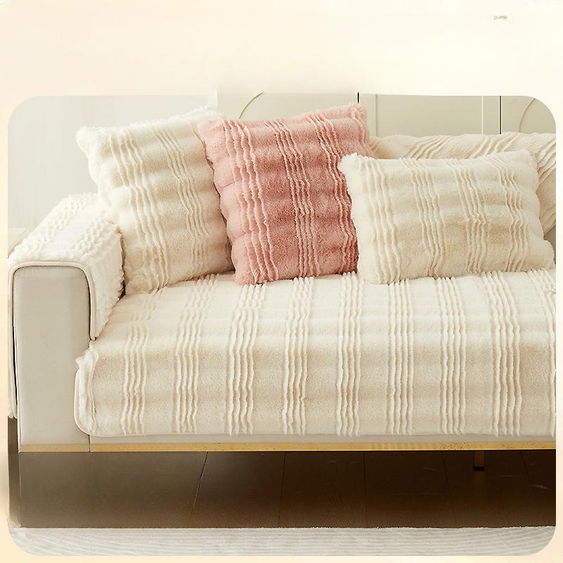 Bunny Cashmere Winter Plush Sofa Cushion Thickened Cushion Simple Modern Full Covered Cloth